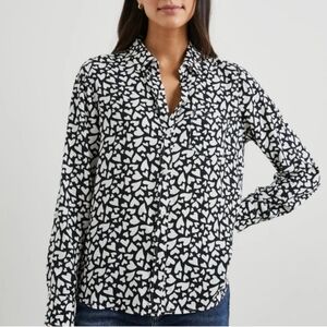 Rails Kathryn Amore Heart Print Button Front Shirt Size Small